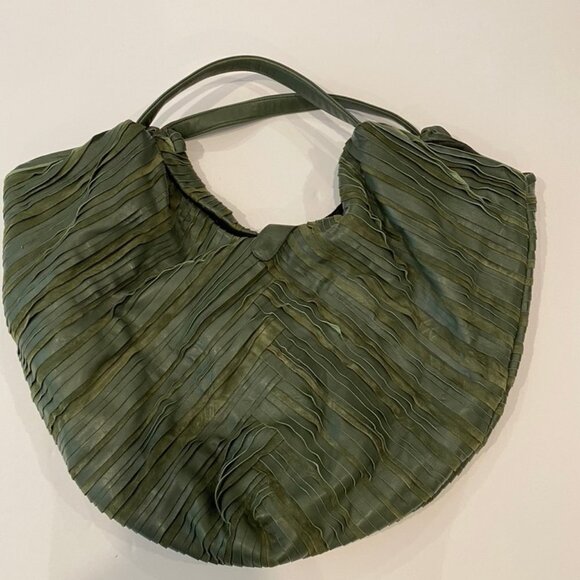 Green leather/suede Elie Tahari hobo satchel - Picture 1 of 9
